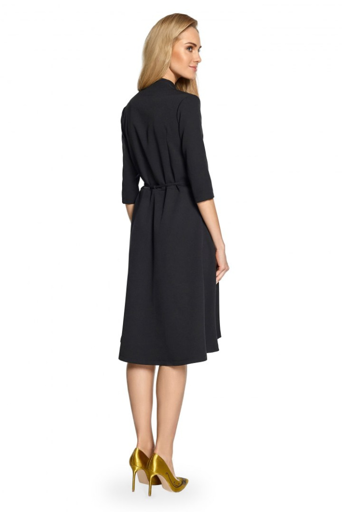 Sukienka Midi - Kopertowa Fason A - czarna